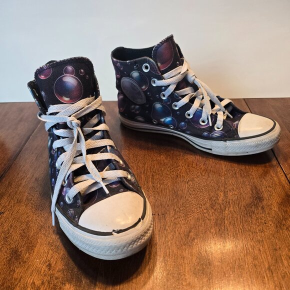Converse Chuck Taylor All Star Women’s Size 7 Shoes High Black With Bubbles - Picture 2 of 8